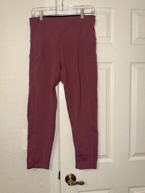 Tuff Athletics High-Waist Mauve Active Leggings with Side Pockets